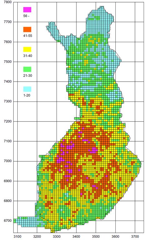 7 3.2.1 Salamatiheys Suojaamisen tarvetta määriteltäessä salaman tärkein ominaisuus on sen esiintymistiheys.