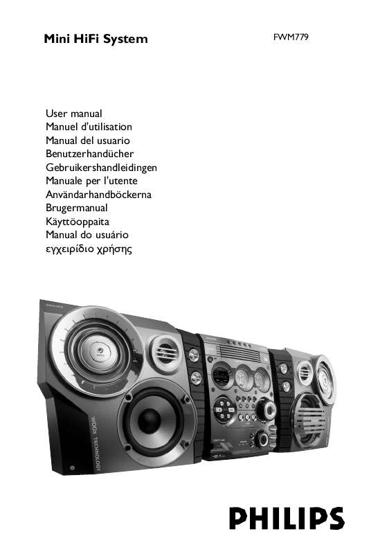 ). Yksityiskohtaiset käyttöohjeet ovat käyttäjänoppaassa Käyttöohje PHILIPS FWM779 Käyttöohjeet PHILIPS FWM779 Käyttäjän opas