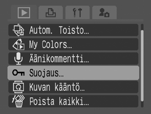 Automaattinen katselu (Autom. Toisto) Tällä toiminnolla voit toistaa automaattisesti kaikki muistikortilla olevat kuvat. Kukin kuva näkyy nestekidenäytössä noin kolmen sekunnin ajan.