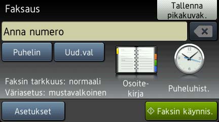 3 Faksin lähettäminen Lähetyksen lisävalinnat Faksien lähettäminen käyttäen useita asetuksia Kun lähetät faksin, voit valita yhdistelmän asetuksia, kuten Faksin tarkkuus, 2-puolinen faksi, Kontrasti,