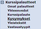 Helsingin yliopisto WebOodi Sivu 8/41 Palautelomakkeiden luoja (Palautevirkailija 1 -oikeus) Virkailijalle, jolla on palautelomakkeiden luontioikeus, näkyy WebOodin valikossa osio Kurssipalautteet