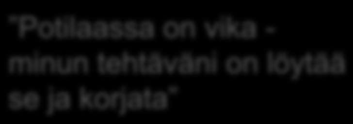 Terveydenhuollossa lähtökohtana akuutit hoitomallit: Sairauskeskeisyys Reaktiivinen, oireisiin keskittyvä Episodinen hoito Fokus parantamisessa Diagnostisen informaation antaminen Yksilökontaktit