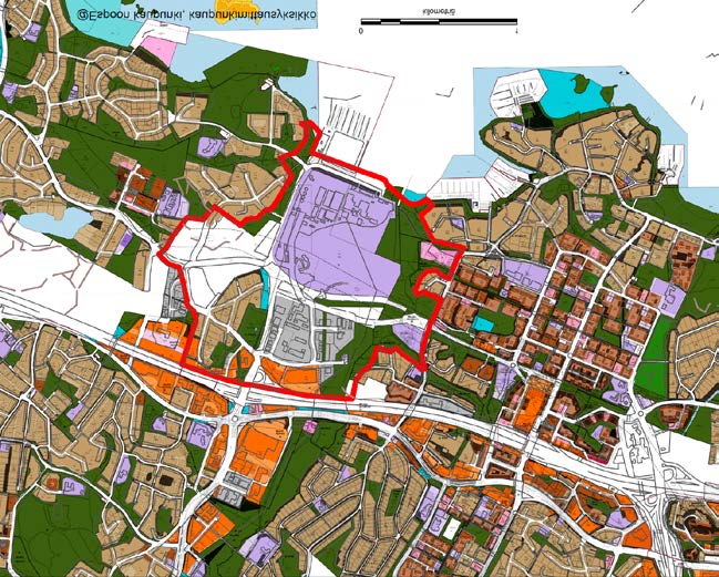 8 (14) Ote vektorimuotoisesta ajantasa-asemakaavasta Asuinrakennusten korttelialueet Yleisten rakennusten korttelialueet (Myös puhdistamon ja voimalaitoksen yhdyskuntateknisen huollon alueet on