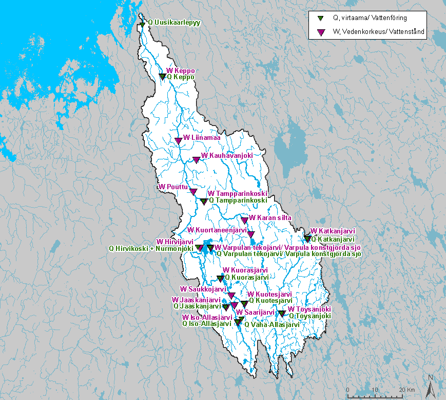 keskiosan peltoalueiden pengertäminen on poistanut luontaisia tulva-alueita. Tekojärvien rakentamisella on saatu kompensoitua pengerrysalueiden aiheuttamia hydrologisia olosuhdemuutoksia.