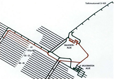 43 Kuva 6-15. Sijoitustunneli 61 loppusijoitetaan poikkeuksellisesti yksin. Se on viimeinen sijoitustunne Ii, johon asennetaan Loviisan polttoainetta.