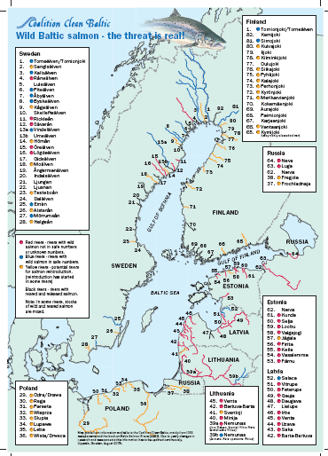 Itämeren lohijoet Baltic salmon rivers Itämeren alue: - Ennen n.