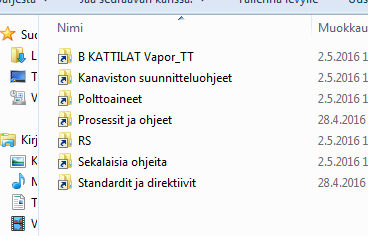 viointia. Vanhojen projektien hakemuksia ja päätöksiä löytyy RS-kansiosta. Sekalaisissa ohjeissa on erilaisia käsikirjoja, materiaalitietoja, putkitaulukoita ja tietoja putkien taipumista.