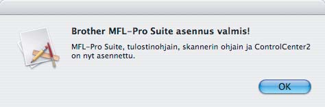 Lngllinen verkko Mintosh 23 MFL-Pro Suiten sentminen Aset litteen mukn toimitettu CD-ROM-levy CD-ROM-semn. Jos lite on määritetty käyttämääsi verkko vrten, vlitse lite luettelost j osoit OK.