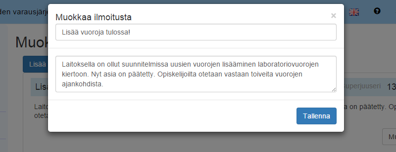 Kuva 3.26: Muokkaa ilmoituksia Kuva 3.