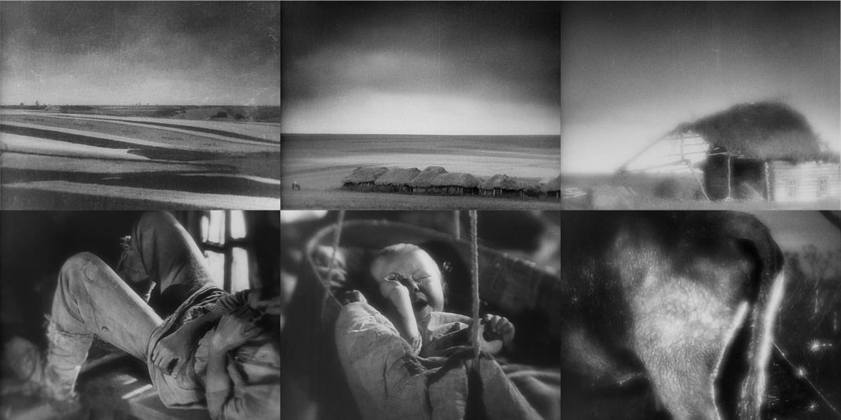 13 KUVA 1. Elokuvan Vanhaa ja uutta ensimmäisiä kuvia (Vanhaa ja uutta 1929) Ongelman jälkeen koittaa selitys: kaksi melko identtistä miestä katselevat saha kädessä maalaistaloa.