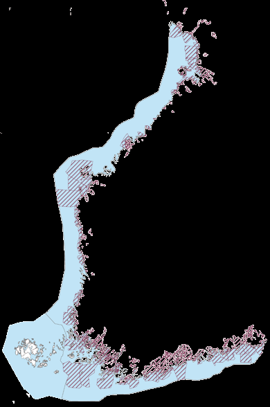 Kaavoitettu alue Vesialue Lähde: Alueelliset ympäristökeskukset 2005 km 0 35 70 140 SYKE Pohjakartta
