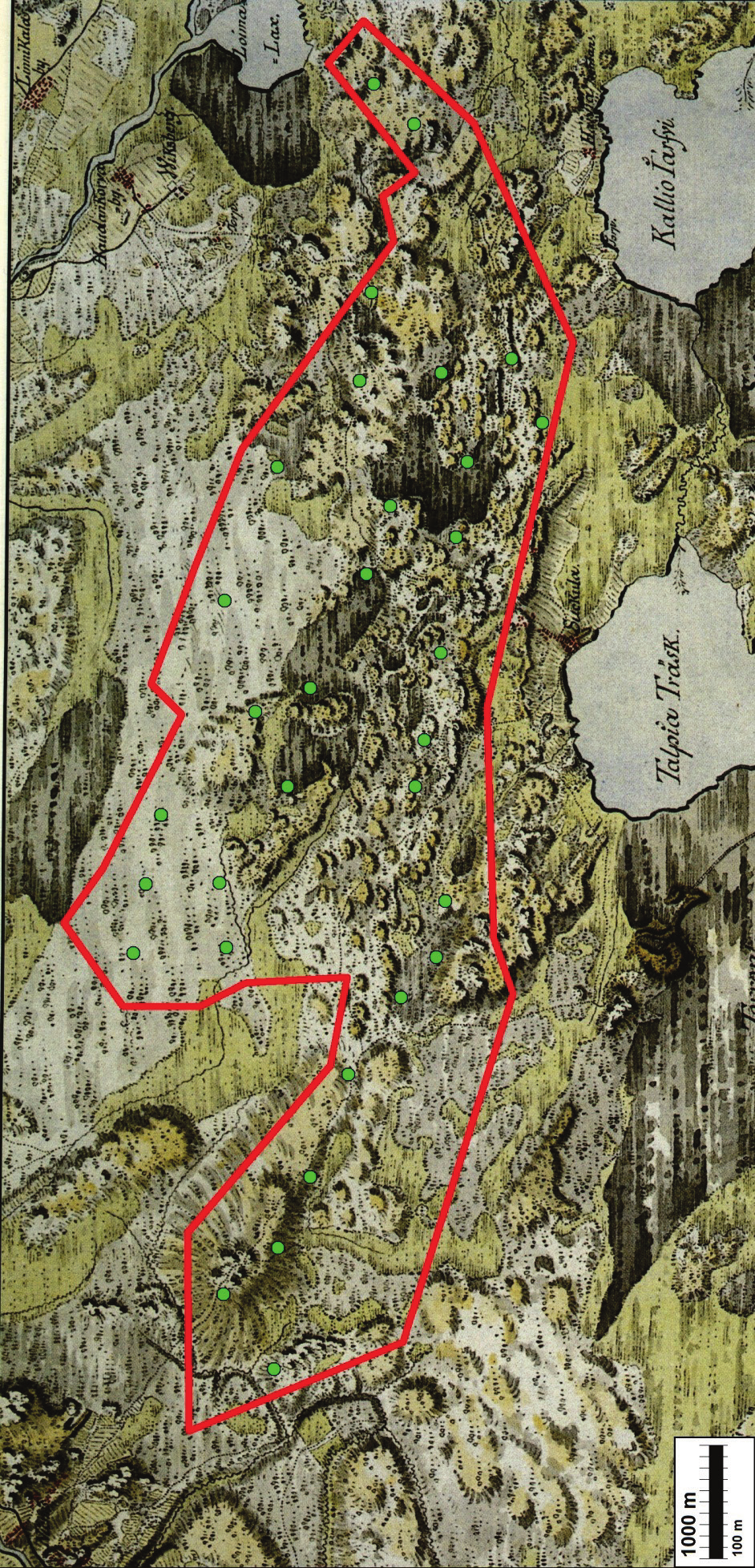 5 Kuninkaankartta 1790l Ote ns. kuninkaankartasta 1700-luvun lopulta.