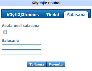 2.3.3. Käyttäjän salasanan muuttaminen Salasanan voi muuttaa ylläpitäjä ja palveluntuottaja. Mikäli palveluntuottaja muuttaa salasanaansa ei tieto välity ylläpitäjälle.