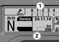 z Näytöt BMW Motorrad Service -toimipisteeseen. ASC/DTC kytketty pois päältä palaa. Mahdollinen syy: Kuljettaja on kytkenyt ASCDTCtoiminnon pois päältä. ASC/DTC:n kytkeminen päälle ( 68).