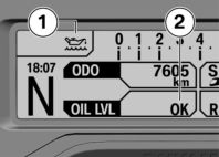 3 40 Näytöt z (USA:n mallissa100 mailin) välein. Näyttö näkyy hetken käynnistystarkastuksen Pre-Ride- Check yhteydessä.