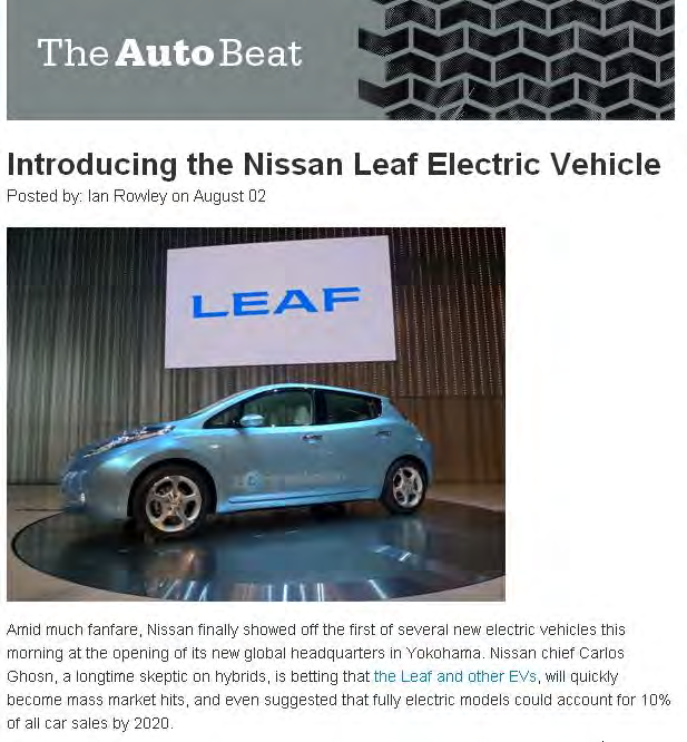 31 Nissan panostaa vahvasti sähköautoihin Visiona akkusähköautojen markkinaosuus 10 % vuonna 2020 julkistus elokuussa