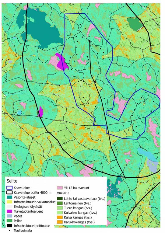 Ekologiset käytävät Piiparinmäen kaava-alueella Oulujärven länsi- ja lounaispuoli on metsäpeurojen kesälaidunaluetta, ja kun tiedetään peurojen suosivan laajempia erämaisia suoalueita ekologisten