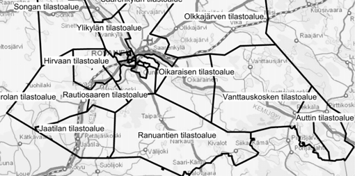 Kartat 10 ja 11 Rovaniemen tilastoalueet.