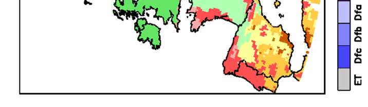 60 Kuva 28. Köppenin (1936) luokitusjärjestelmän mukaiset Euroopan ilmastovyöhykkeet laskettuina havaintoihin pohjautuvista perusjakson 1971 2000 lämpötila- ja sademäärätiedoista.