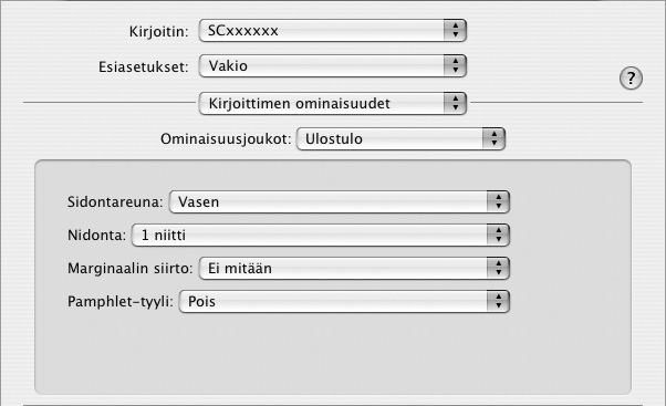 TULOSTUS Windows (1) (3) (2) (1) Määritä asetukset [Pääasetukset]-välilehdellä. (2) Valitse [Sidontareuna]. (3) Valitse [Nidonta].