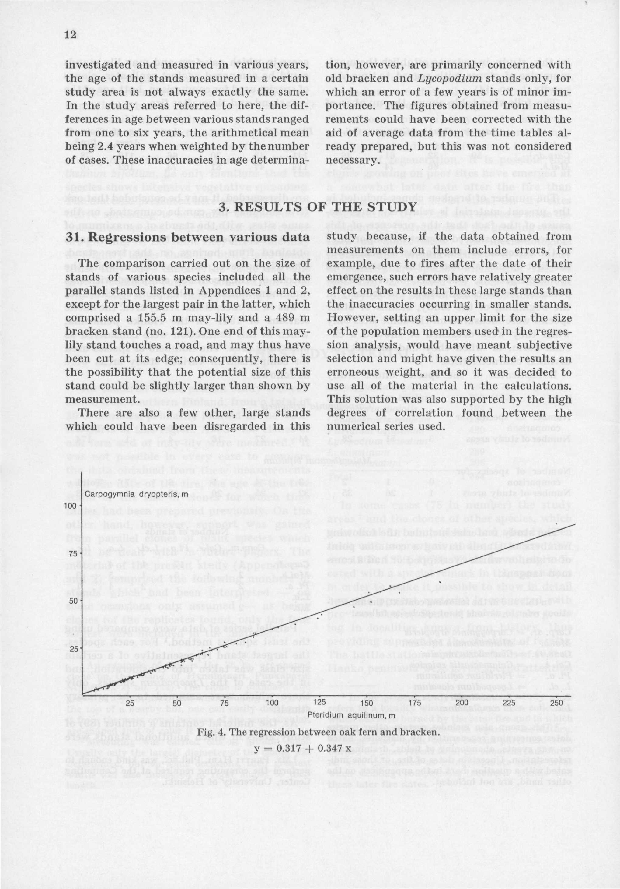 12 investigated and measured in various years, the age of the stands measured in a certain study area is not always exactly the same.