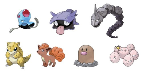 Spearow, Growlithe, Jigglypuff, Clefairy, Psyduck, Seel, Abra ja Geodude ovat jo vähän harvinaisempia saaliita.