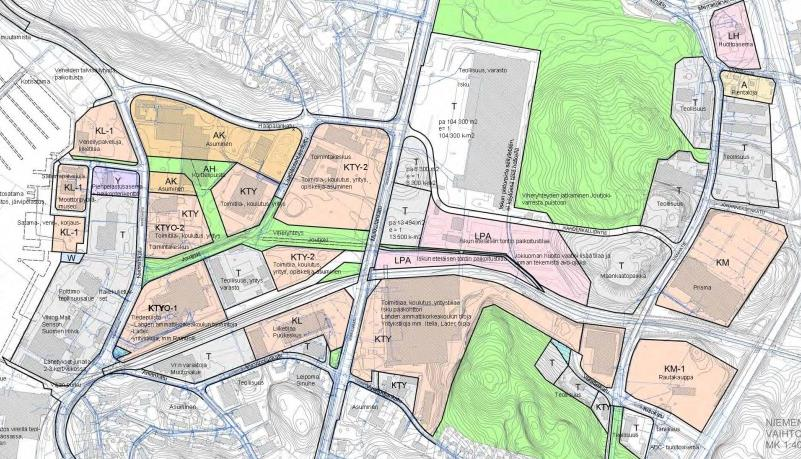 . Maankäytön ja liikenneverkon kehittyminen.. Maankäyttö ja liikenneverkko Alueen maankäyttöä on suunniteltu lisättävän huomattavasti. Alueelle on tulossa mm.