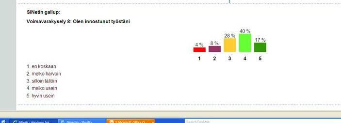 3 (7) Alla olevassa kuvassa esimerkki intranetin näkymästä, kun kysymykseen on vastattu. Käytännön toteutuksesta vastasivat prosessista vastaava toteuttaja sekä viestintä-henkilö yhdessä.