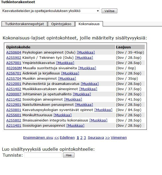 Kuva 9: Kokonaisuudet Oodissa.