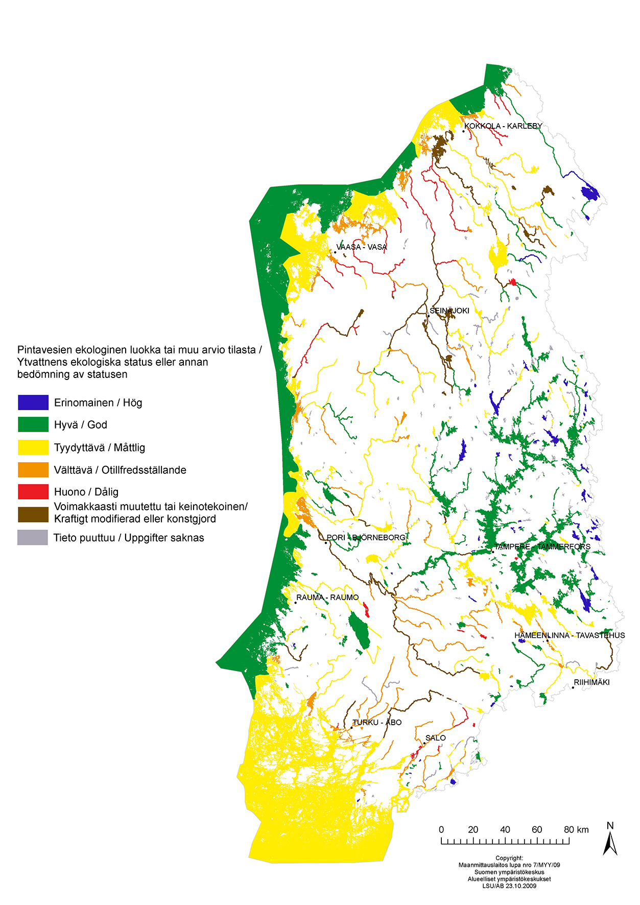 Saaristomereltä Selkämerelle, Merenkurkkuun ja eteläiselle Perämerelle. (Kokemäenjoen Saaristomeren 209, 19 20.) Saaristomeri onkin runsaasta kuormituksestaan johtuen alueen erityishaaste.