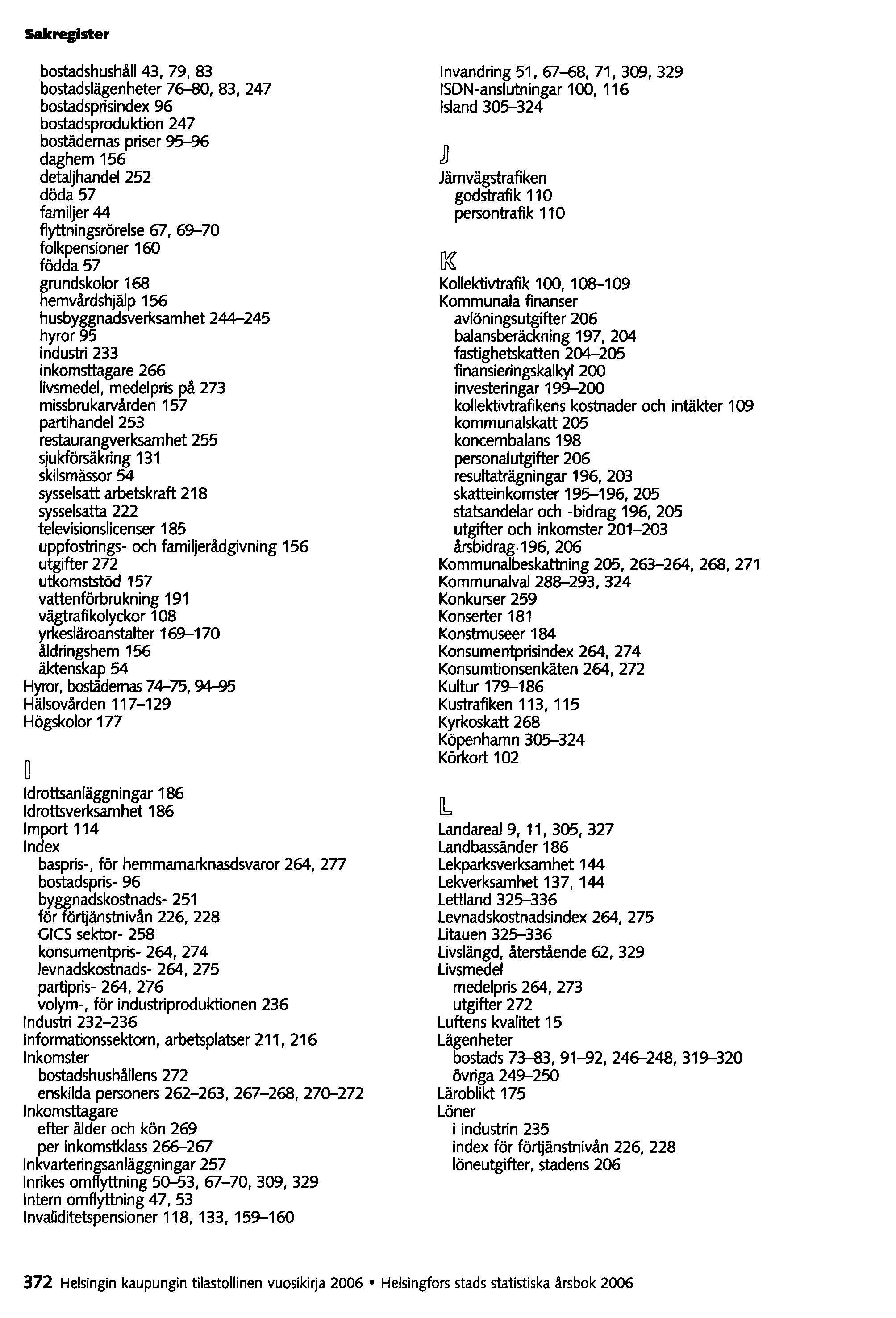 Sakregister bostadshushåll43, 79, 83 bostadslägenheter 76-80,83,247 bostadsprisindex 96 bostadsproduktion 247 bostädemas priser 95-96 daghem 156 detaljhandel 252 döda 57 familjer44 flyttningsrörelse