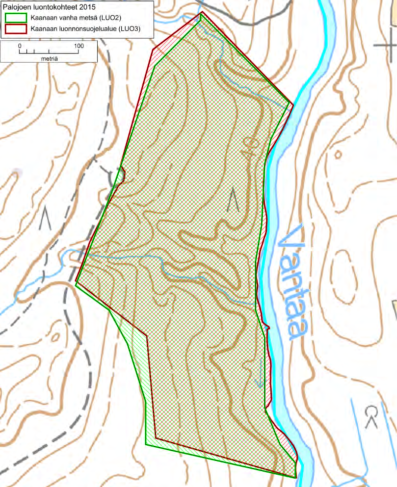 Kuva 26. Kaanaan vanhan metsän Natura 2000-alueen ja Kaanaan luonnonsuojelualueen rajaukset poikkeavat hieman toisistaan. 4.