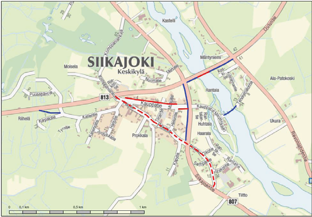 Kevyen liikenteen edistäminen Liikenneturvallisuussuunnitelman laatimisen yhteydessä on määritetty Siikajoen taajamien keskeinen kevyen liikenteen pääverkko (kuvat 17-20).