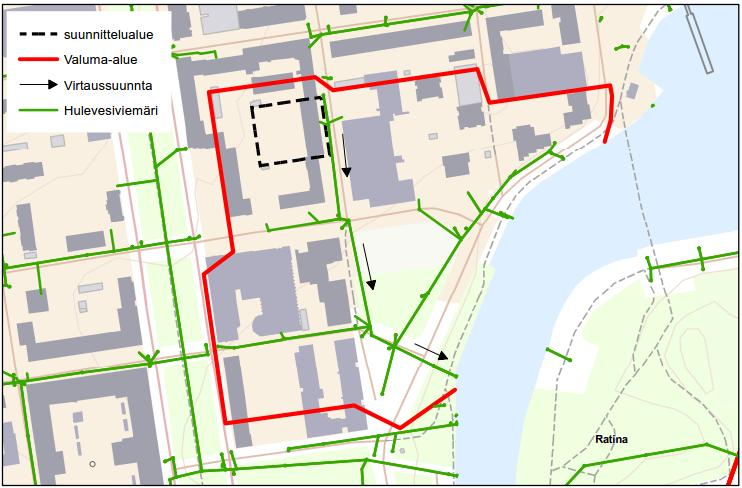 Sivu 3 (5) Kuva 1 Hulevesien purkureitit kaava-alueelta 2 TAMPEREEN HULEVESIOHJELMAN TAVOITTEET JA PERIAATTEET Alle on listattu vuonna 2012 laaditun Tampereen hulevesiohjelman mukainen
