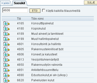 TEHDÄÄN TILIÖINTI Tehdään alustava tiliöinti hinta (esim.