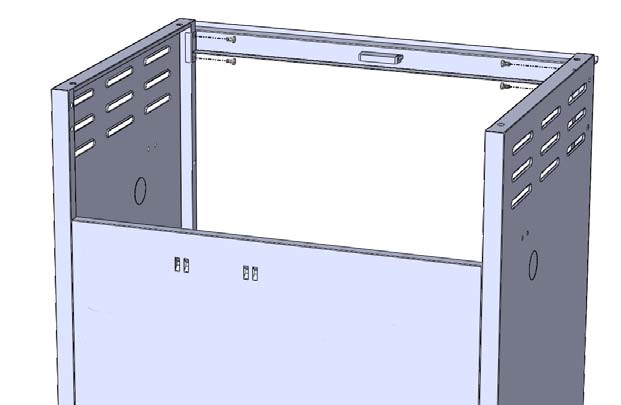 14 9 x N570-0042 (#10-24 x 3/8 ) 3. Montering av bakre vagnpanel Passa in den bakre vagnpanelen mellan de två ändpanelerna.