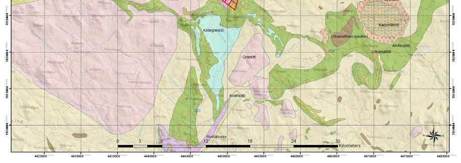 4 Kuva 2. Tulppion vihreäkivivyöhyke (Pohjakartat: Maanmittauslaitos, lupanro MML/VIR/TIPA/217/10; Kallioperätietokanta DigiKP Suomi, GTK. Versio 1.0, 17.11.2009). Figure 2.