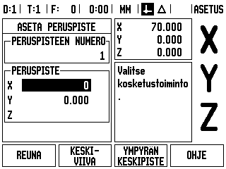 I - 3 Jyrsintäkohtaiset toimenpiteet SYÖTTÖARVO Y = 0 Koordinaatin oletusarvoksi tarjotaan 0.