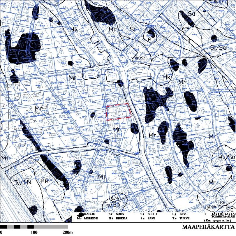 002271/ Marmoritie 5, 10.10.2016 4/19 Suunnittelualue viettää loivasti koilliseen. Maaston korot vaihtelevat alueen lounaisnurkan +63,7 metrin ja koillisnurkan +59,0 metrin välillä.