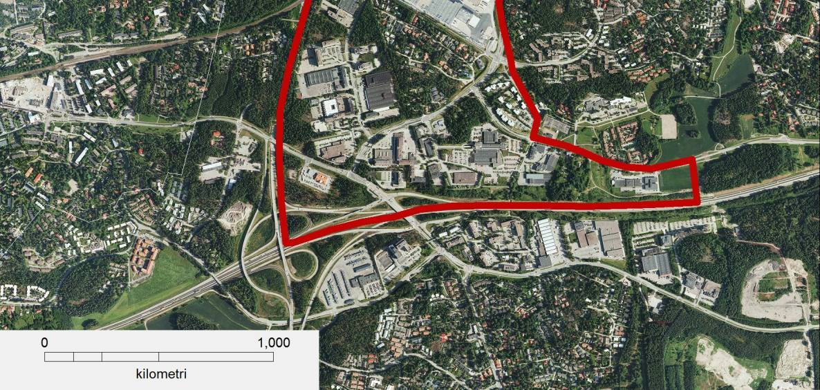 Kuulutettu vireille 24.4.2013 Osallistumis- ja arviointisuunnitelma päivätty 24.4.2013 Kaava-alue rajautuu pääosin liikenneväyliin; Turunväylä, Kehä II, Nuijalantie, Karantie Nykytilanne: Pinta-ala n.