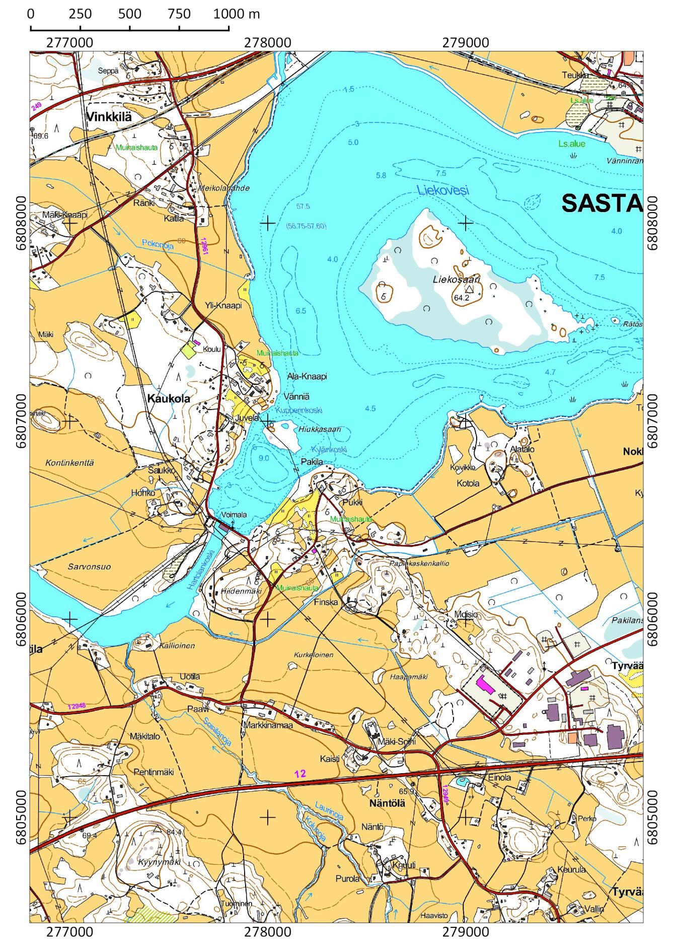 SASTAMALA Tyrväänkylä (Törfues) ja Kaukola N: 6806700 E: 278300