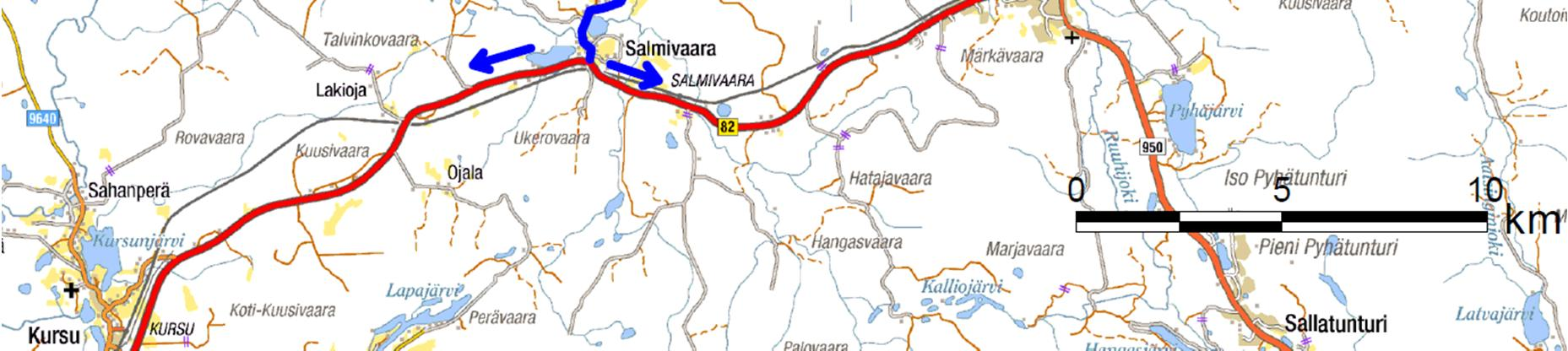 Tieyhteydet suolta yleisille teille tullaan tekemään mahdollisuuksien mukaan olemassa olevia metsäautoteiden pohjia hyödyntäen. Kuva 7-14.