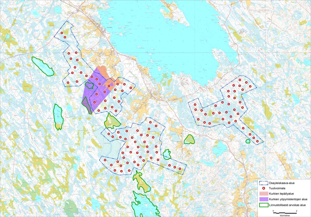 nevan peltojen ja Vetelänevan sekä Rimpinevan välinen metsäalue on rajattu kurkien lentoalueeksi, jossa linnut liikkuvat kaksi kertaa vuorokaudessa.