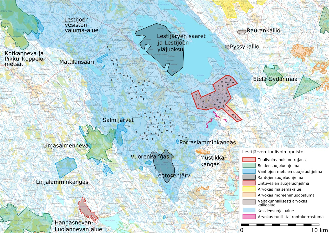 SUOJELUOHJELMIEN ALUEET, FINIBA-ALUEET JA IBA-ALUEET Osayleiskaava-alueiden ympäristöön sijoittuvat suojelualueet ja suojeluohjelmien alueet sisältyvät kokonaan tai osittain edellä esitettyihin