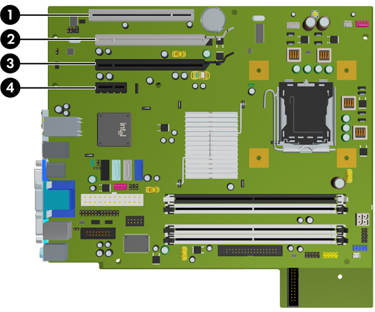 Laajennuskortin asentaminen tai irrottaminen Tietokoneessa on yksi PCI-laajennuspaikka, yksi PCI Express x1 -laajennuspaikka, yksi PCI Express x16 -laajennuspaikka ja yksi PCI Express x16