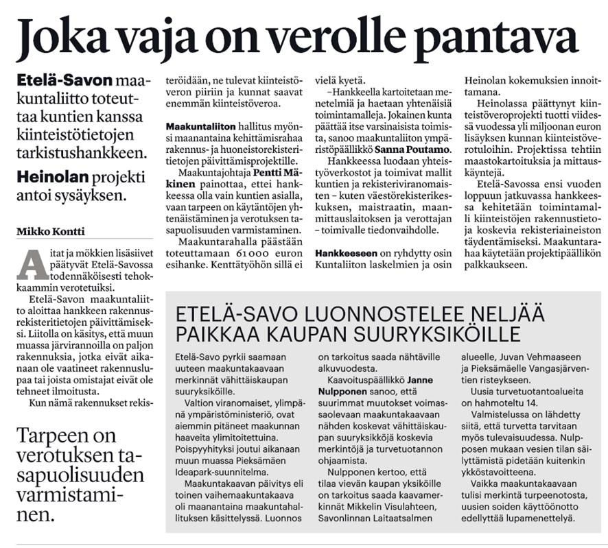 Liite 5 1 (1) Artikkeli Etelä-Savon