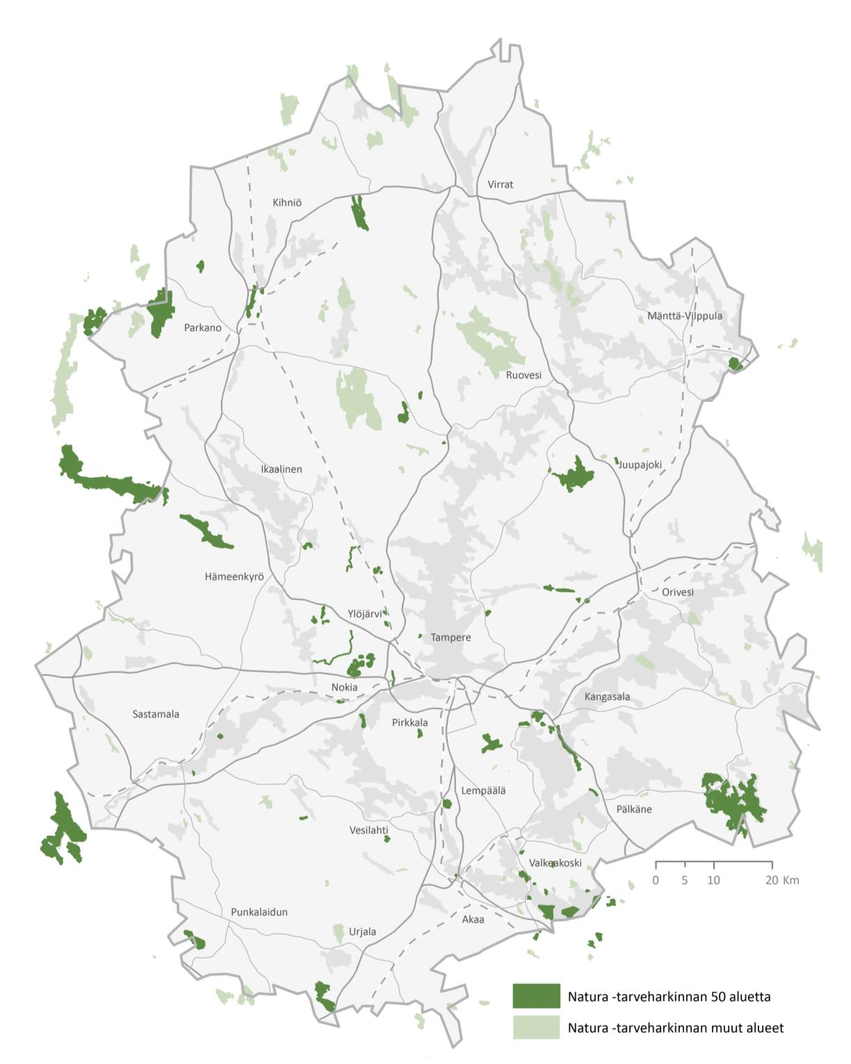 jääville Natura-alueille tehtiin vielä karkea arviointi, jolla varmistuttiin siitä, että tarveharkinnassa ovat mukana kaikki ne Natura-alueet, joihin kaavalla voi olla vaikutuksia.