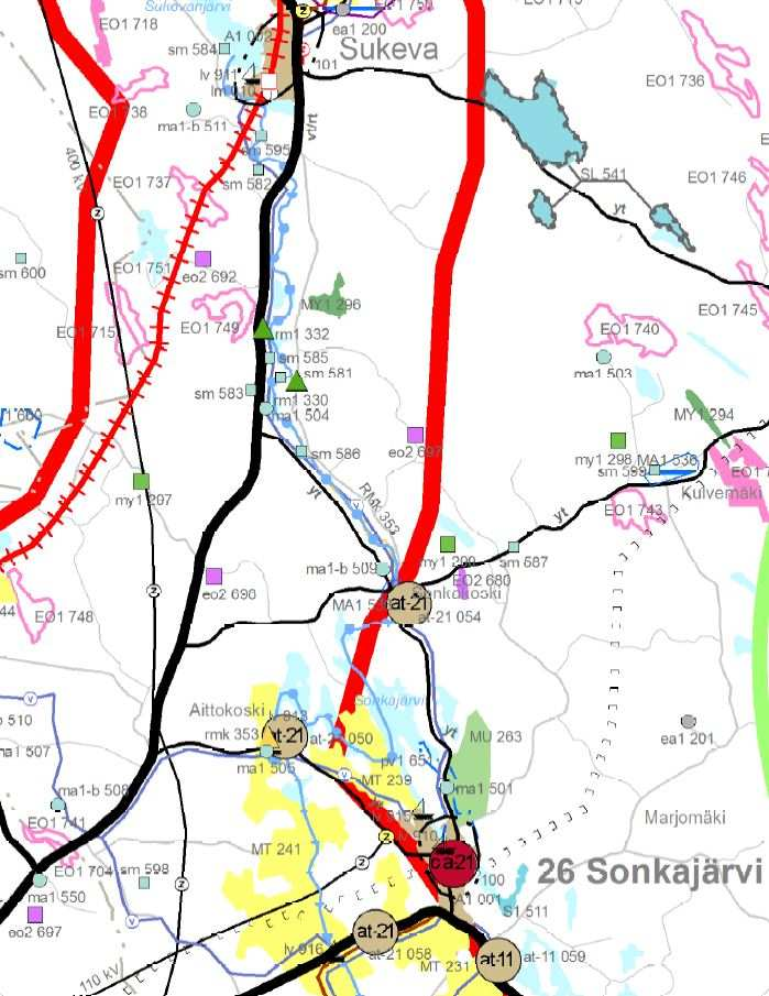 SONKAJÄRVI Venäkin ja Kankareen ranta-asemakaava Maankäytönsuunnittelu 4 Suunnittelutilanne Maakuntakaava Suunnittelualueella on voimassa ympäristöministeriön 7.12.