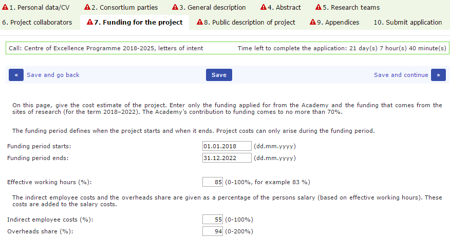 Funding of