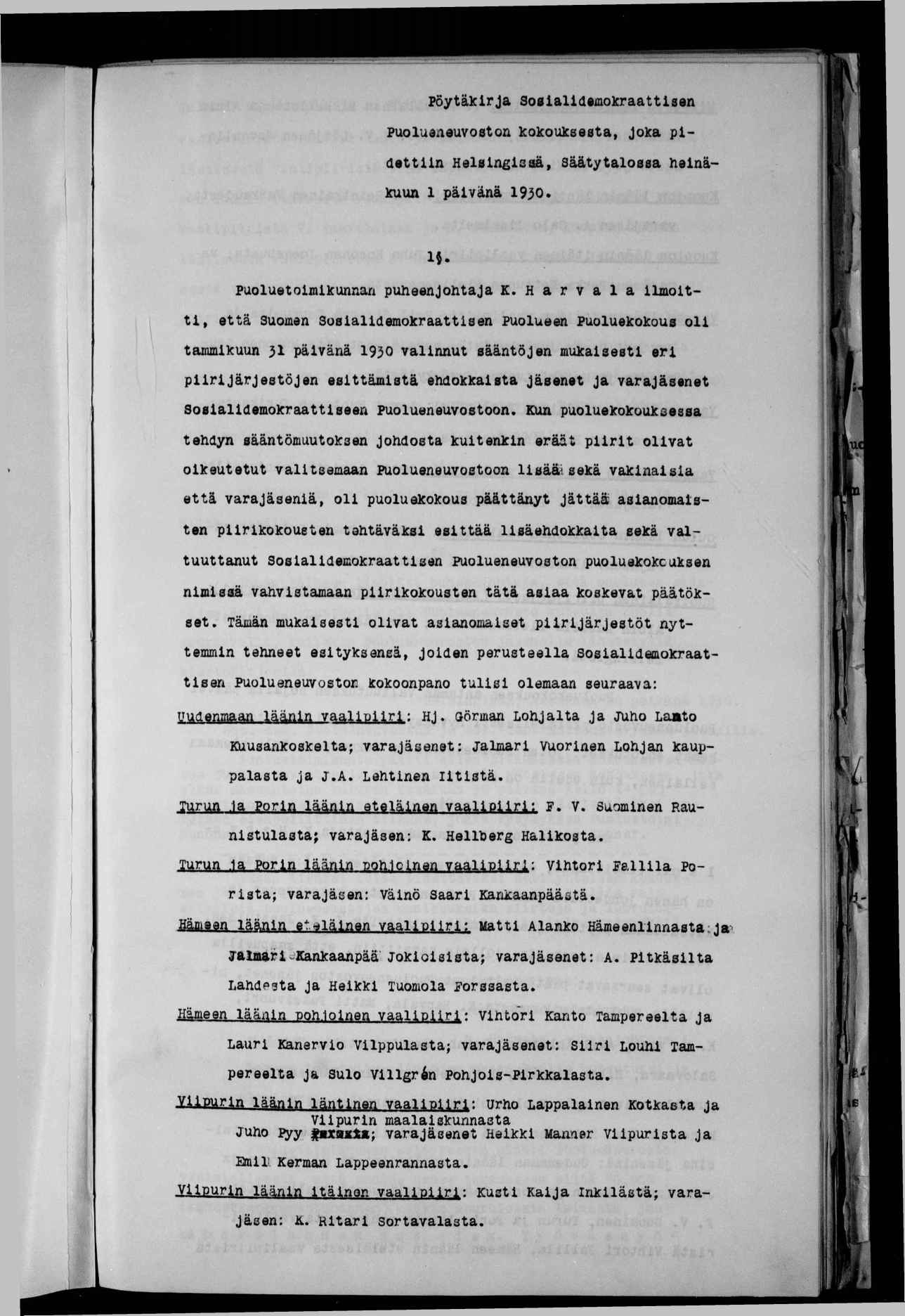 'Cc lo ' U \ K3 - Jf:- m 15. Puoluetomlcunnar puheenjohtaja K.